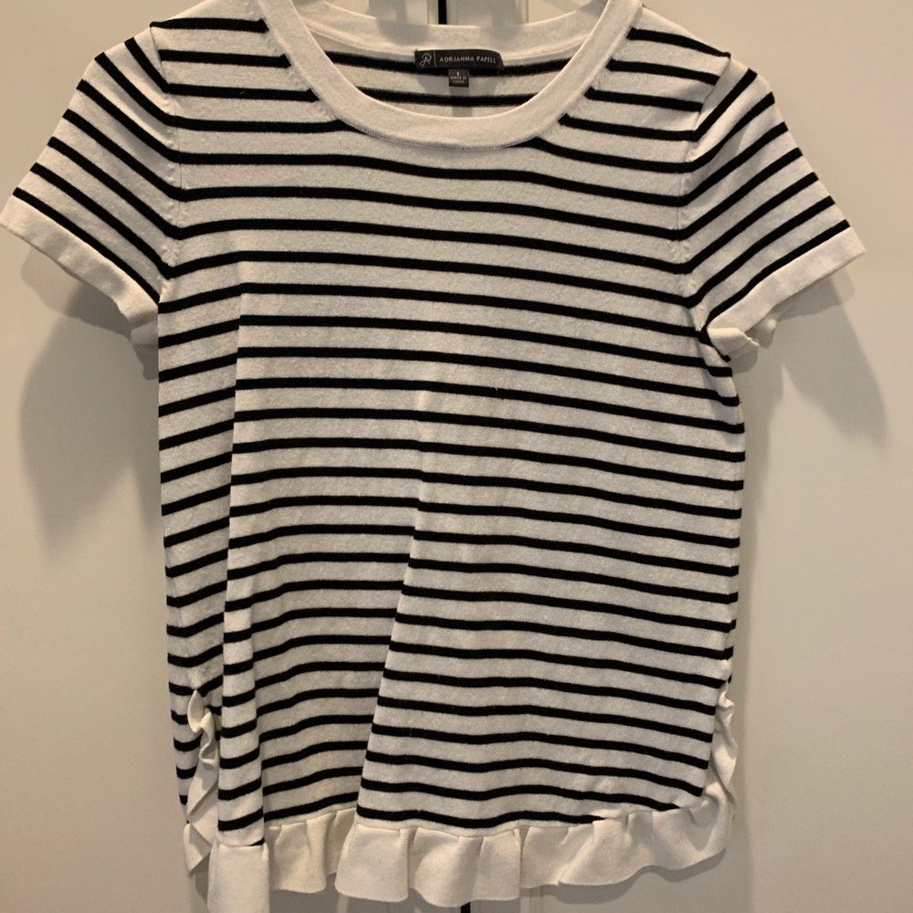 Adrianna Papell Striped Top with Ruffle Bottom